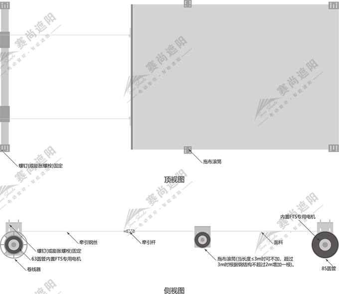 FTS電動(dòng)天棚簾安裝方式